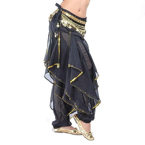 BellyLady Pantalones harén para danza del vientre, tribales, holgados, árabes, para Halloween, Negro , Talla única