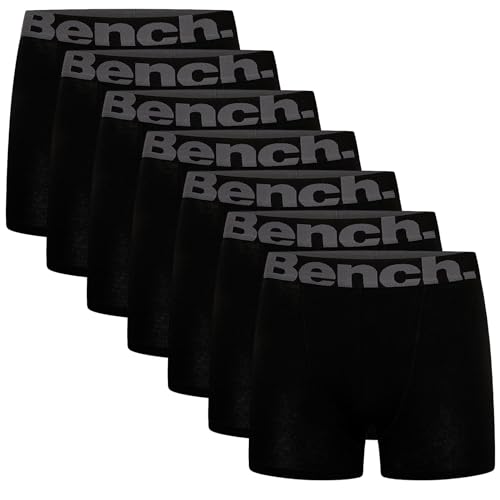 Bench,Paquete múltiple de calzoncillos tipo bóxer de algodón transpirable para hombre, ajuste clásico, paquete de 7, 9 y 10, ropa interior de regalo, S, M, L, XL,Paquete de 7 unidades, color negro
