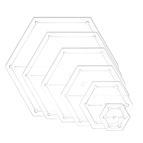 BENECREAT 5 plantillas hexagonales transparentes a presión (agujero: 3 mm) con 5 tamaños mixtos