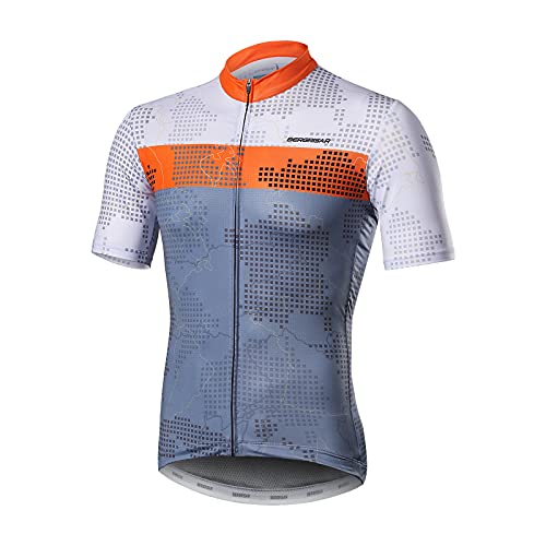 BERGRISAR Maillot Ciclismo Hombre Camisetas Ropa de MTB Bicicleta con Manga Corta Naranja Large