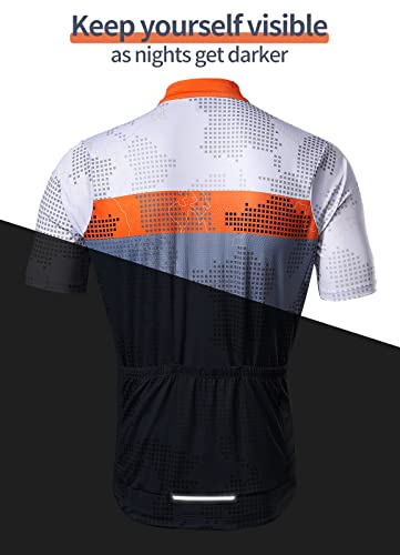 BERGRISAR Maillot Ciclismo Hombre Camisetas Ropa de MTB Bicicleta con Manga Corta Naranja Large