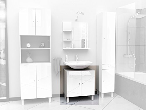 Berlioz Creations Mueble de baño para Debajo del Lavabo, Color Blanco Brillante, 60 x 42 x 65 cm