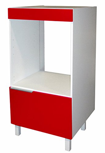Berlioz Creations Mueble de Media Columna para Horno empotrable, 60 cm, Madera de ingeniería, Rojo Brillante, 60 x 118 x 60 cm