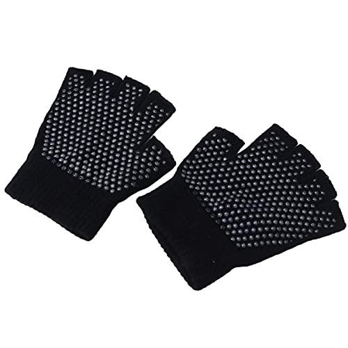 BESPORTBLE 1 Pair Non- Slip Half Finger Knit Gloves Exercise Yoga Accessories Workout Gloves Yoga Gloves for Fitness (Black)