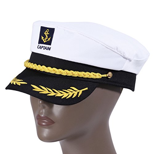 BESTOYARD Gorra capitán Adulto Yate Barco Navegante Capitán Traje Sombrero Cap Marina Marina Almirante (Blanco)