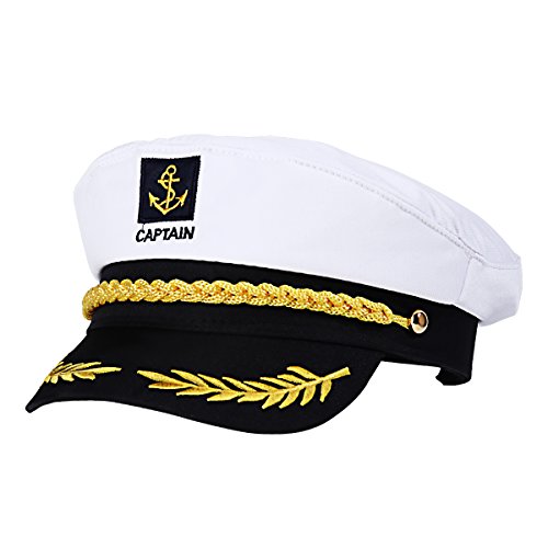 BESTOYARD Gorra capitán Adulto Yate Barco Navegante Capitán Traje Sombrero Cap Marina Marina Almirante (Blanco)