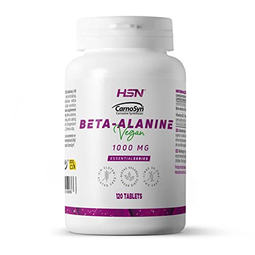 Beta Alanina - Carnosyn® - de HSN | 120 Tabletas para 4 Gramos de Beta-Alanina por Dosis Diaria | Aminoácido en Forma Libre | Con Vitamina B3 | No-GMO, Vegano, Sin Gluten