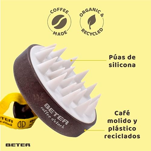 Beter - Cepillo Masajeador para Cuero Cabelludo, ideal para exfoliar - Modelo Coffee O'clock