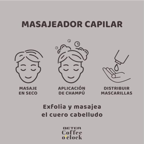 Beter - Cepillo Masajeador para Cuero Cabelludo, ideal para exfoliar - Modelo Coffee O'clock