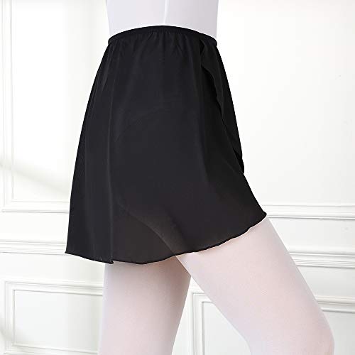 Bezioner Falda de Abrigo la Danza de Ballet Gasa con Cinturilla Elástica para Niña Mujer (L (140-170 cm), Negro (Cinturilla elástica))