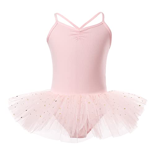 Bezioner Maillot de Danza Tutú Vestido de Ballet sin Mangas Gimnasia Leotardos Algodón Body Clásico para Niñas Rosa 110