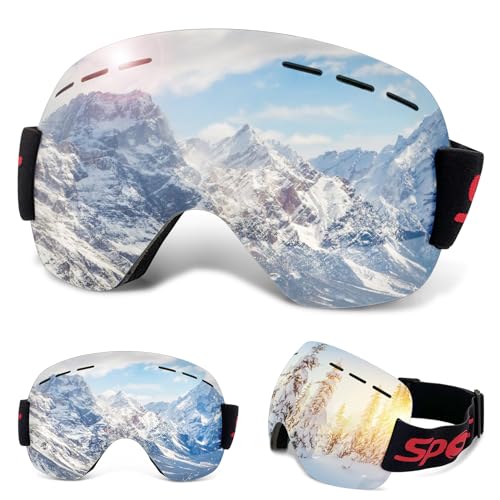 BGTLJKD Gafas de Esquí Máscara Gafas Esqui Snowboard Nieve Espejo Gafas de Esquí Esféricas Anti Niebla 100% OTG Compatible con Casco gafas deportivas de esquí, moto, patinaje, unisex (B)