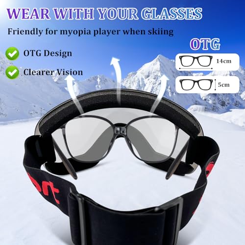 BGTLJKD Gafas de Esquí Máscara Gafas Esqui Snowboard Nieve Espejo Gafas de Esquí Esféricas Anti Niebla 100% OTG Compatible con Casco gafas deportivas de esquí, moto, patinaje, unisex (B)