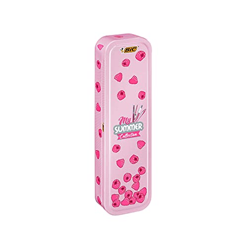 BIC Summer Pink Box: Boli de Gel de Punta Media (0,7.mm), Portaminas, BIC 4.Colores (1,00.mm), marcador - Rosa, 4 Unidad ( Paquete de 1)