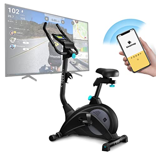 Bicicleta Estática Tour FIT, Bluefin Fitness/Bicicleta Estática para Casa/Sensor de Pulso/Con Kinomap/Máquina de Pedalear/Consola LCD/Bicicleta Estática de Resistencia Magnética