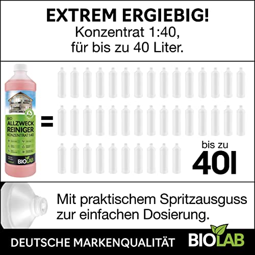 BIOLAB Limpiador multiusos concentrado, 1000 ml, incluye botella de spray para mezclar, concentrado
