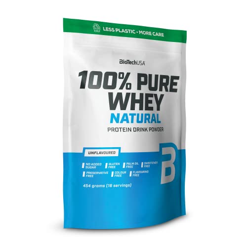BioTechUSA 100% Pure Whey | Proteína en Polvo con BCAA y Glutamina | Sin Gluten, Sin Aceite de Palma, 454 g, Neutro