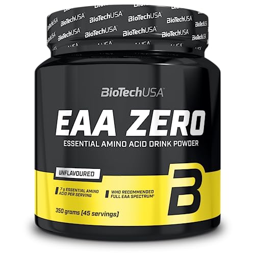 BioTechUSA EAA Zero - Essential Amino Acid Power | 7160mg EAA/porción | Proporción recomendada por la OMS | Sin azúcar, sin gluten, 350 g, Sin Sabor