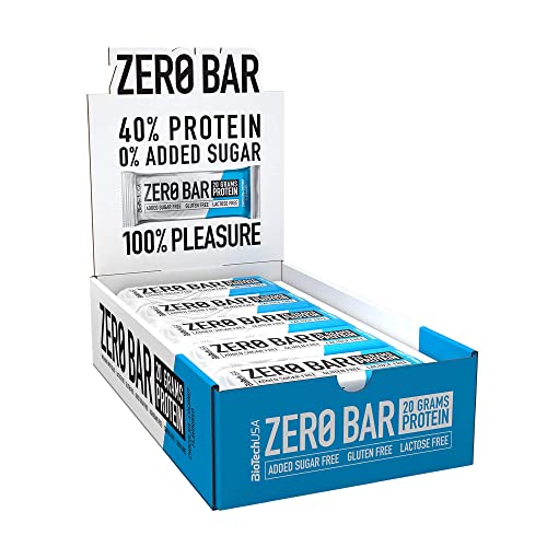 BioTechUSA Zero Bar Protein Snack - Bajo en Azúcar y Sin Lactosa | Textura Crujiente | Deliciosos Sabores | Ideal para Dietas y Entrenamientos, 20 * 50 g, Chocolate-Coco