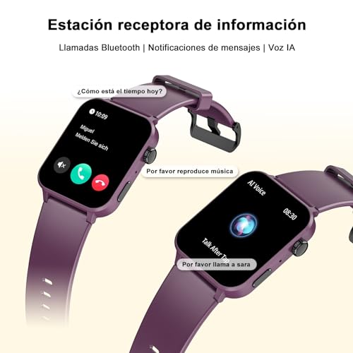 Blackview Reloj Inteligente Mujer, 1.85" Smartwatch con Llamadas Bluetooth, Oxímetro(SpO2)/Pulsómetro/Monitor de Sueño/Podómetro, 100+ Modos Deportivos Pulsera Actividad para Android iOS