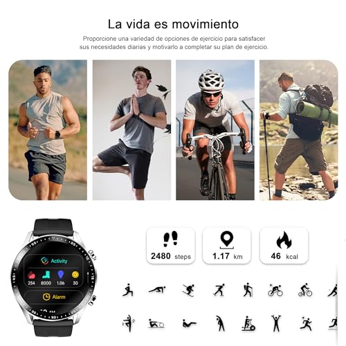 Blackview X1 Reloj Inteligente Deportivo para Hombre - Esfera DIY, Pulsometro, Pulsera Actividad Inteligente, para Android e iOS (Versión Mejorada)