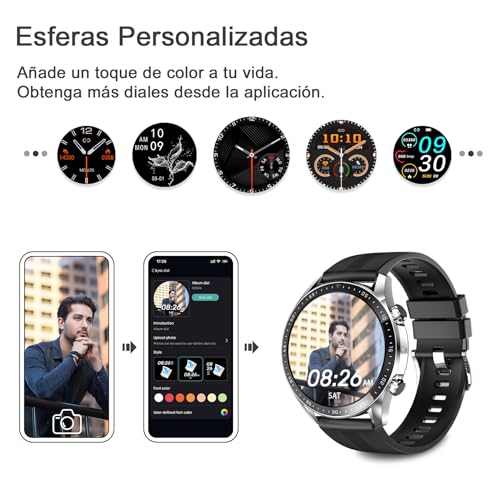 Blackview X1 Reloj Inteligente Deportivo para Hombre - Esfera DIY, Pulsometro, Pulsera Actividad Inteligente, para Android e iOS (Versión Mejorada)