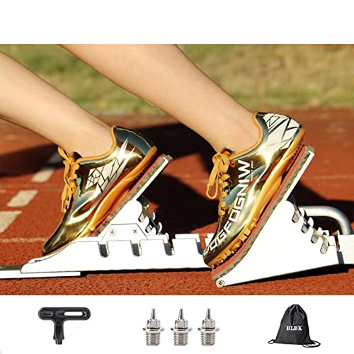 BLBK Spikes Atletismo 8 uñas Unisex Zapatos de atletismo antideslizantes juveniles con clavos y Sprint Hombre Mujer y Niños, dorado, 41 EU