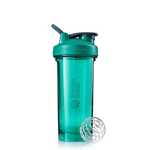 BlenderBottle Pro28 - Botella de agua, Botella mezcladora de batidos de proteínas, con batidor Blenderball, libre de BPA, 820ml - emerald verde