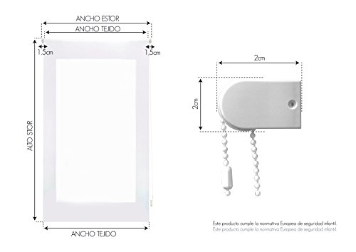 Blindecor - Estor Enrollable, Tela , Rosa con motas blancas, 150 x 180 cm