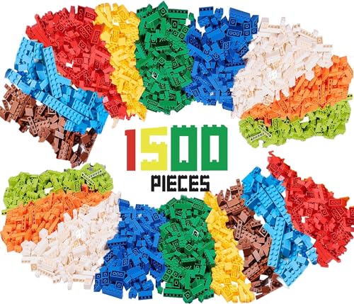 Bloques de construcción 1500 Piezas compatibles con Lego, Juego básico de Ladrillos de construcción, Bloques de construcción a Granel, Bloques de construcción para niños de 6 años
