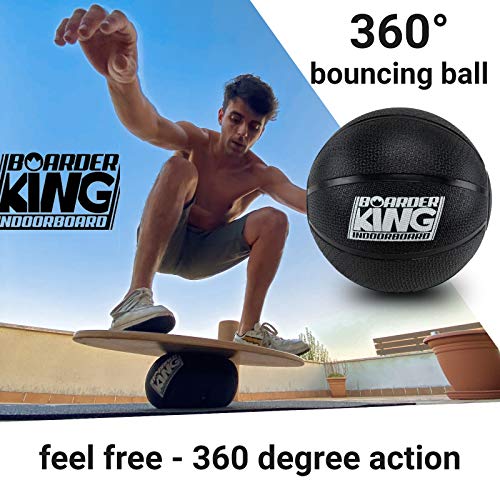 BoarderKING - Pelota de equilibrio 360°, Para tablas de equilibrio, Material goma resistente, Diámetro 20 cm, Negro