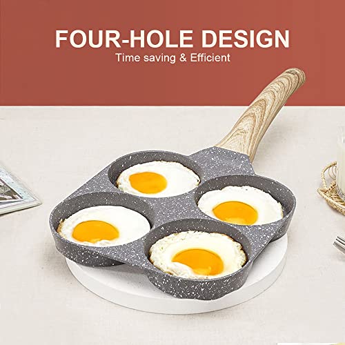 Bobikuke Sartén Huevos Poche de 4 Agujeros, Sartén Tortitas Antiadherente de Aluminio para Crepés de Desayuno Huevos Fritos Panqueques, Compatible con Inducción - Blanco