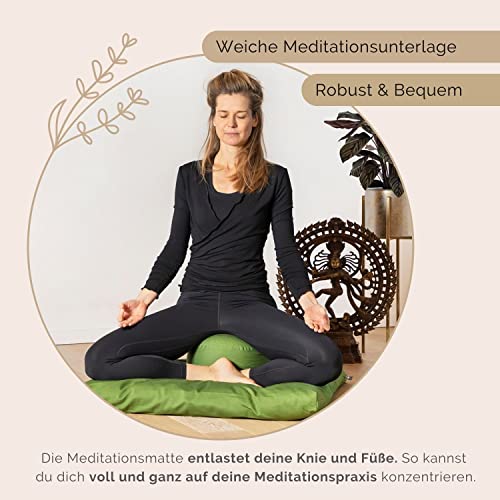 Bodhi Zabuton Eco - Esterilla de meditación clásica con funda extraíble de 100% algodón orgánico, base de meditación con cremallera, 80 x 80 x 7 cm, color berenjena