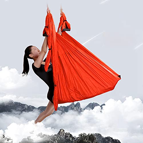 Bodhi2000 1 juego de hamaca aérea de yoga de nailon, juego de columpio aéreo, antigravedad, sedas aéreas para adultos antigravedad aérea Yoga hamaca Swing Fitness equipo para interior naranja