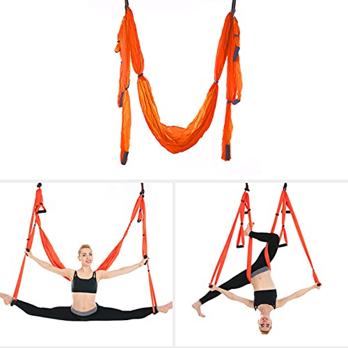 Bodhi2000 1 juego de hamaca aérea de yoga de nailon, juego de columpio aéreo, antigravedad, sedas aéreas para adultos antigravedad aérea Yoga hamaca Swing Fitness equipo para interior naranja
