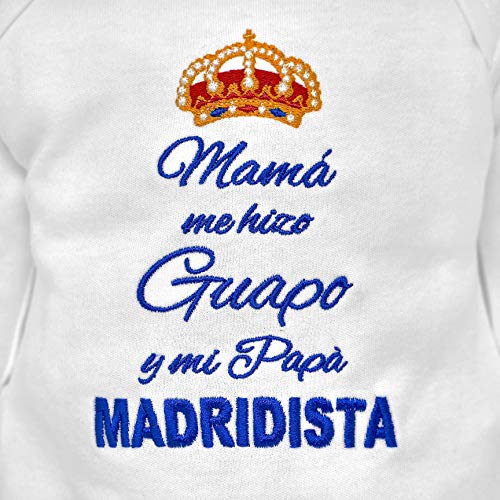 Body para bebé bordado del Real Madrid Madridista Guapo 6 Meses blanco de manga larga