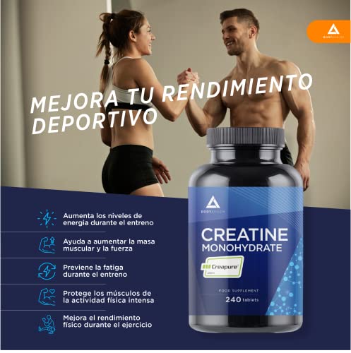 Bodyathlon- Creatina Monohidratada Creapure - 240 comprimidos- Creatina pura 3000mg- Calidad garantizada- Aumenta tu masa muscular fuerza y resistencia