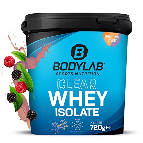 Bodylab24 Clear Whey Isolate 720g Té helado Frutas del Bosque, batido de proteínas a base de 96% de aislado de proteína de suero, refrescante bebida afrutada, puede apoyar el desarrollo muscular