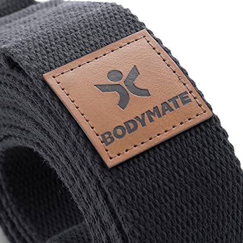 BODYMATE Cinturón de Yoga, Correas para Yoga, Banda de Estiramiento de Yoga Fitness Pilates, Yoga Strap Belt, de algodón Natural 100%