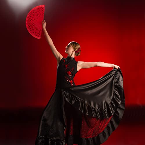 BOFUNX Abanico Español+Peineta Flamenca+4pcs Clips de Pelo de Flor Horquillas con Rosas Tocado Pinza para Cabello Accesorios para Bailarina de Flamenco Novia Mujer Niña para Fiestas Sevillana Boda