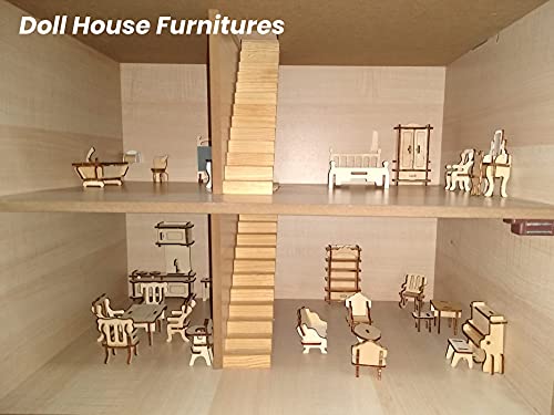 BOHS Juego de muebles en miniatura en 3D para casas de muñecas - Kit de bricolaje con 34 piezas de rompecabezas de madera - A partir de 6 años