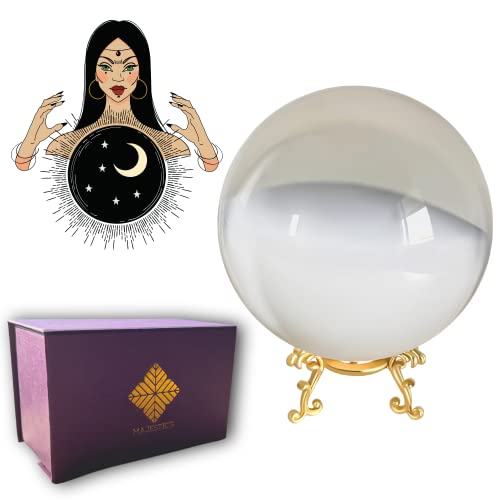 Bola de Cristal Visual, 10 cm, Soporte de Metal + Caja, cristalomancia, adivinación, Media [garantía de por Vida]