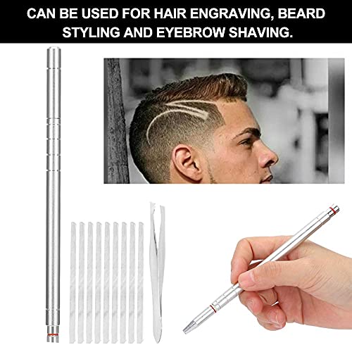Bolígrafo para el afeitado del cabello, afeitadora de cejas de acero inoxidable para el diseño del cabello, herramienta para peinar las barbas en forma de (02)