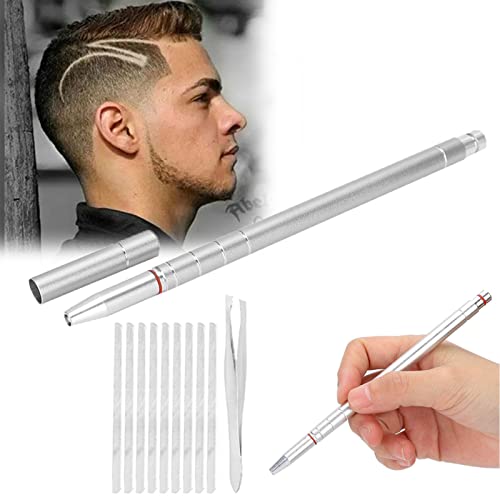 Bolígrafo para el afeitado del cabello, afeitadora de cejas de acero inoxidable para el diseño del cabello, herramienta para peinar las barbas en forma de (02)