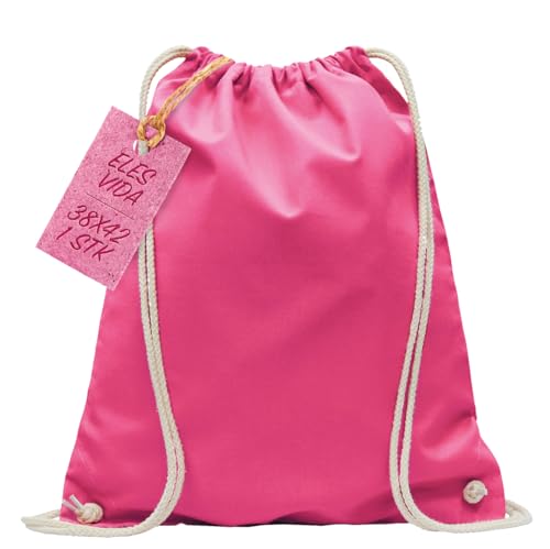 Bolsa de gimnasia de algodón 1 pieza Bolsa deportiva de 38 x 42 cm - bolsa de yute OEKO-TEX® bolsa de tela probada mujeres y hombres, bolsa de gimnasia para niños para pintar (rosa, 38x46cm)