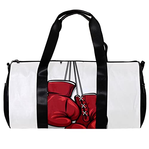 Bolsa de lona redonda deportiva para gimnasio con correa de hombro desmontable, guantes de boxeo para colgar, bolsa de entrenamiento para mujeres y hombres