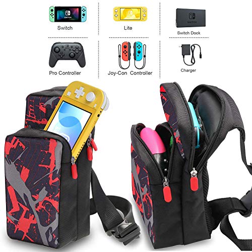 Bolsa de viaje para Switch, mochila de almacenamiento portátil con correa para el hombro, bolso bandolera ajustable unisex para conmutador consola, Joy-Con y otros accesorios