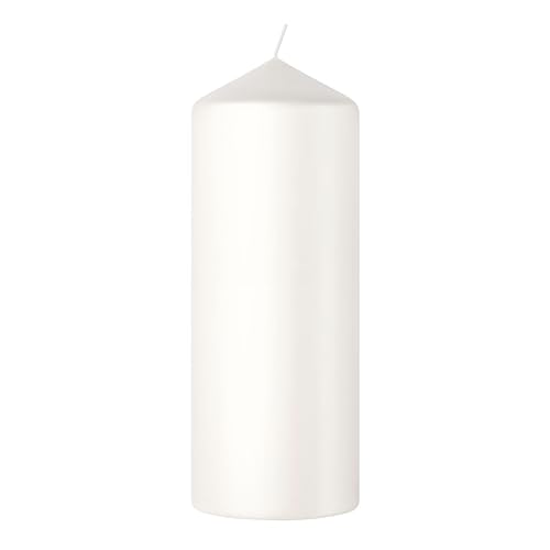 Bolsius Velas de pilar lisas, color blanco, paquete de 4, 15 x 6 cm, velas decorativas para el hogar, duración de combustión, 42 horas, sin perfume, cera vegetal natural, sin aceite de palma