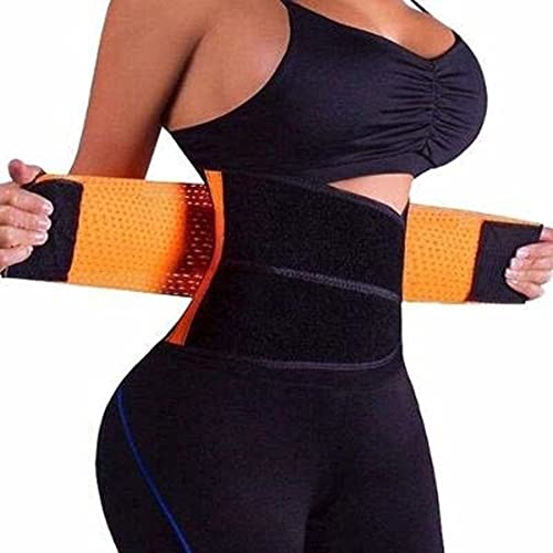 Boolavard Cinturón Waist Trainer para Mujer - Cinturón Cincher Trimmer - Cinturón Adelgazante para el Cuerpo - Cinturón Deportivo con Faja (UP UP) (Naranja, S)