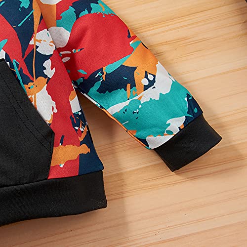 Borlai Conjunto de ropa para niños de 1 a 6 años de camuflaje de manga larga con capucha camisa pantalones largos chándal ropa de otoño, Colorido, 3-4 Años